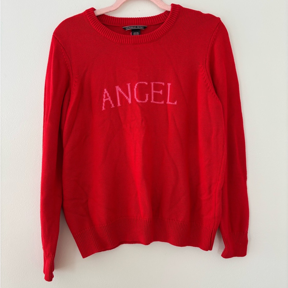 Victoria’s Secret Angel Crew Neck Sweater Red Pink XL 3% Cashmere Blend